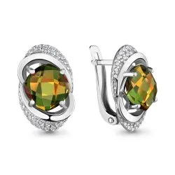Cercei din aur alb cu Cubic Zirconia Incolor, Zultanit (sint.)
