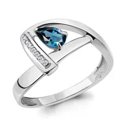 Inel din aur alb cu Cubic Zirconia Incolor, Topaz London