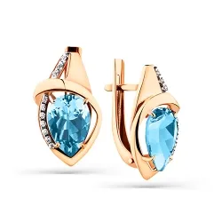 Cercei din aur roșu cu Cubic Zirconia Incolor, Topaz Swiss