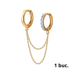 Серьга Одиночная из красного золота с камнями Фианит