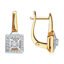 Серьги из красного золота с камнями Бриллиант