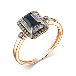 Inel din aur roșu cu pietre Diamant, Diamant Cognac și Safir