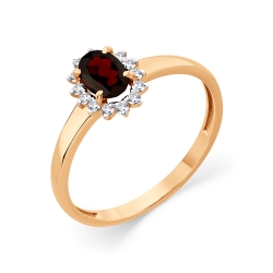 Inel din aur roșu cu pietre Cubic Zirconia Incolor, Granat sital