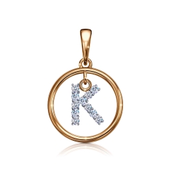 Подвеска из красного золота с камнями Фианит