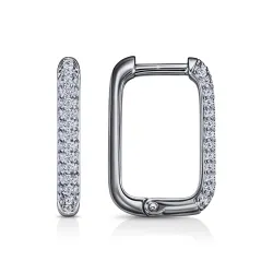 Cercei Creole din aur alb cu Cubic Zirconia Incolor