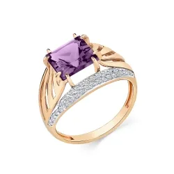 Inel din aur roșu cu Cubic Zirconia Incolor, Alexandrit (sint.)