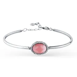 Brățară din aur alb cu Diamant, Opal roz