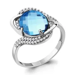 Inel din aur alb cu Cubic Zirconia Incolor, Topaz Swiss