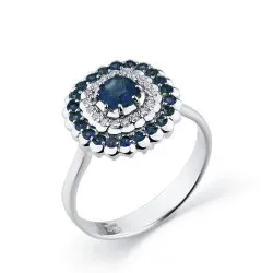 Inel din aur alb cu Diamant, Safir