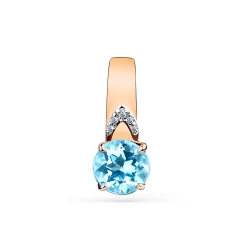 Pandantiv din aur roșu cu pietre Cubic Zirconia Incolor, Topaz Swiss