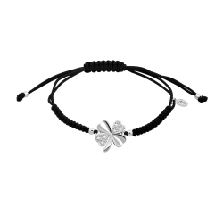 Brățară din argint  cu pietre Cubic Zirconia Incolor, Textil