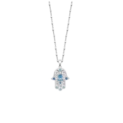 Colier din argint  cu pietre Cubic Zirconia Incolor, Cubic Zirconia Albastru