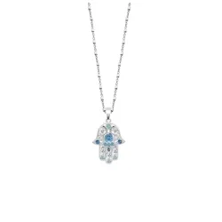 Colier din argint cu Cubic Zirconia Incolor, Cubic Zirconia Albastru
