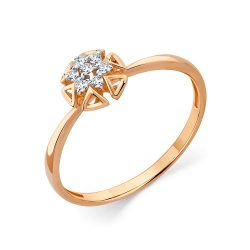 Кольцо из красного золота с камнями Бриллиант