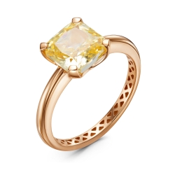 Inel din aur roșu cu pietre Cubic Zirconia Galben