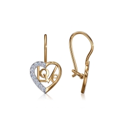Cercei din aur roșu cu pietre Cubic Zirconia Incolor