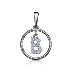 Подвеска из белого золота с камнями Фианит