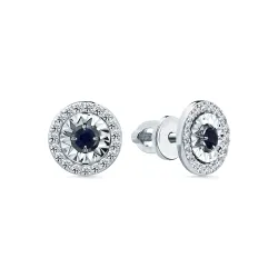 Cercei Pusete din aur alb cu Diamant, Safir