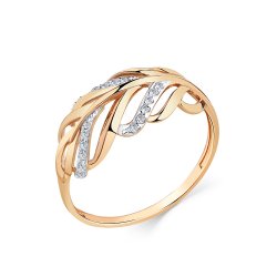 Inel din aur roșu cu pietre Cubic Zirconia Incolor