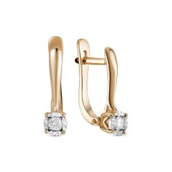 Серьги из красного золота с камнями Бриллиант