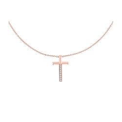 Colier din aur roșu cu pietre Diamant