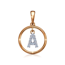 Подвеска из красного золота с камнями Фианит