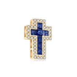 Cruce din aur roșu cu pietre Diamant, Safir