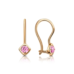 Cercei p-u copii din aur roșu cu pietre Cubic Zirconia Roz