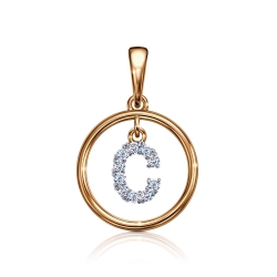 Подвеска из красного золота с камнями Фианит