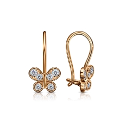 Cercei p-u copii din aur roșu cu pietre Cubic Zirconia Incolor