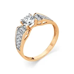 Inel din aur roșu cu Cubic Zirconia Incolor