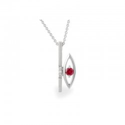 Pandantiv din aur alb cu pietre Diamant, Rubin