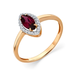 Inel din aur roșu cu pietre Cubic Zirconia Incolor, Rodolit