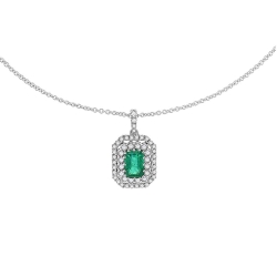 Colier din aur alb cu pietre Diamant, Smarald
