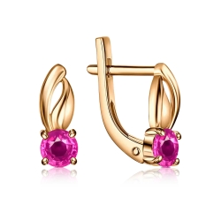 Cercei p-u copii din aur roșu cu pietre Cubic Zirconia Roz