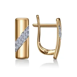 Серьги из красного золота с камнями Фианит