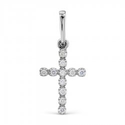 Cruce din aur alb cu pietre Diamant