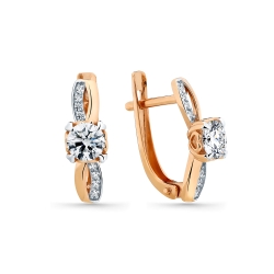 Cercei din aur roșu cu Cubic Zirconia Incolor