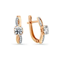 Cercei din aur roșu cu Cubic Zirconia Incolor