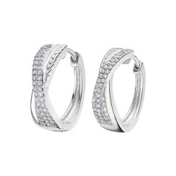Cercei Creole din argint  cu pietre Cubic Zirconia Incolor