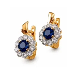 Cercei din aur roșu cu Diamant, Safir
