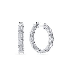 Cercei Creole din aur alb cu pietre Cubic Zirconia Incolor