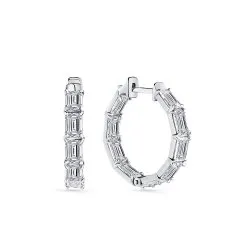 Cercei Creole din aur alb cu Cubic Zirconia Incolor