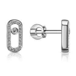 Cercei Pusete din argint  cu pietre Cubic Zirconia Incolor