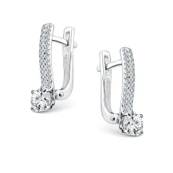 Cercei din argint cu Cubic Zirconia Incolor, Moissanite