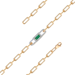 Браслет из красного золота с камнями Бриллиант, Изумруд