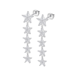Cercei Pusete din argint  cu pietre Cubic Zirconia Incolor