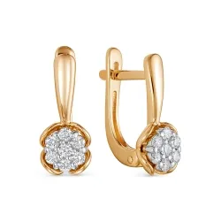 Серьги из красного золота с камнями Бриллиант
