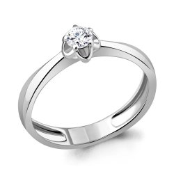 Кольцо из белого золота с камнями Swarovski