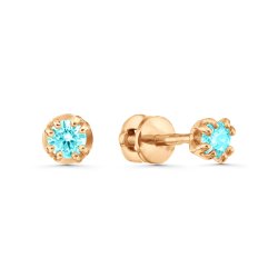 Cercei Pusete din aur roșu cu pietre Cubic Zirconia Albastru